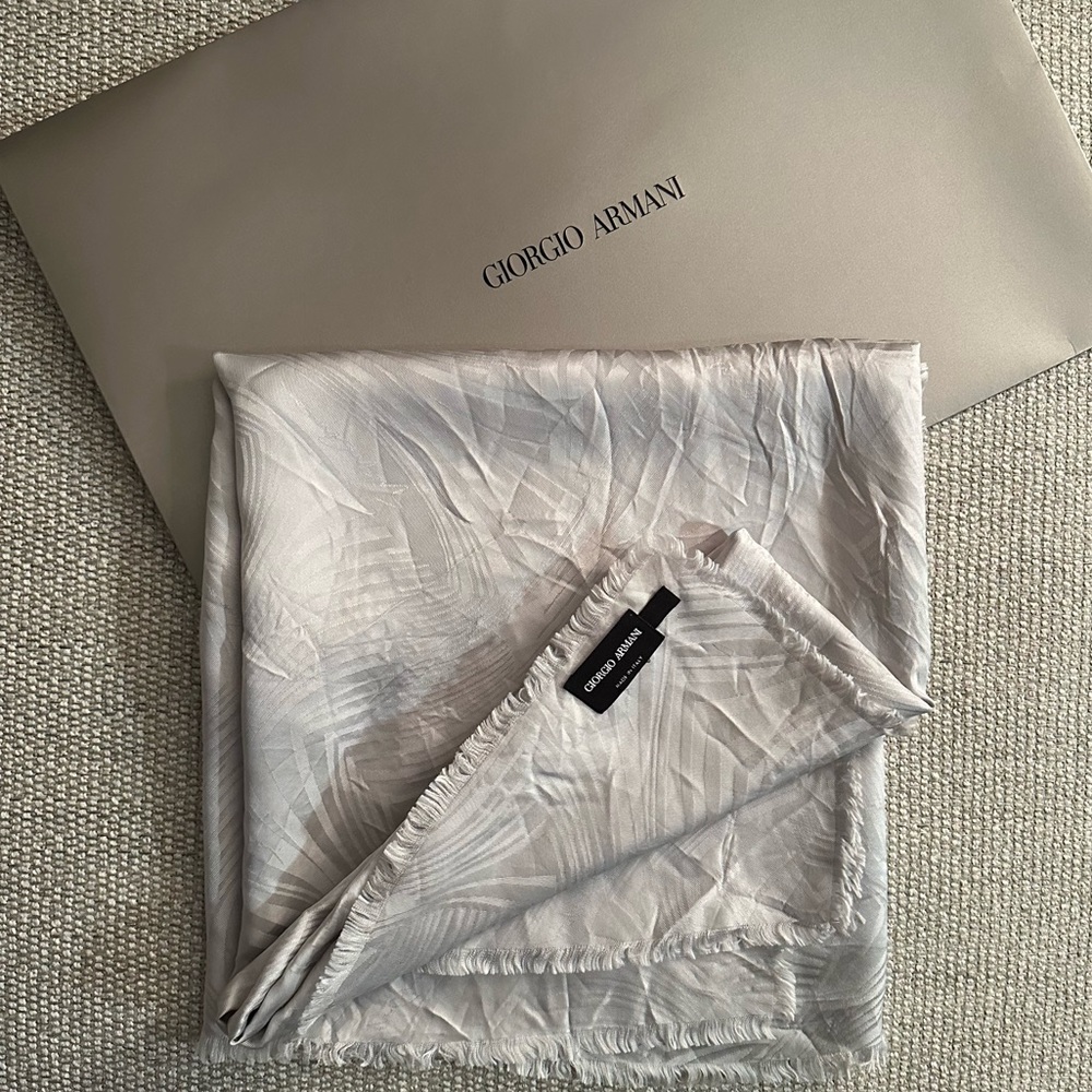 Giorgio Armani Silver Silk Scarf
